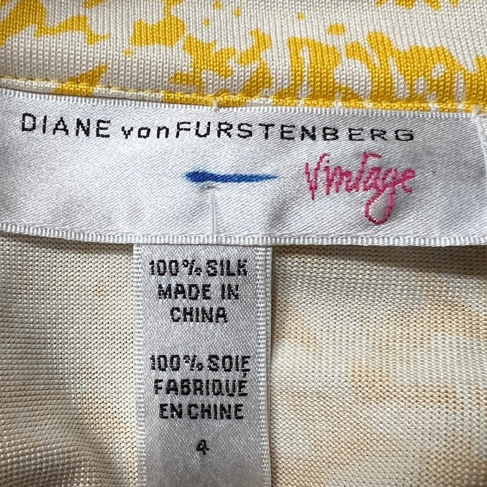 Rare Diane Von Furstenberg Yellow Print Wrap Around 100% Silk Dress - Picture 9 of 11